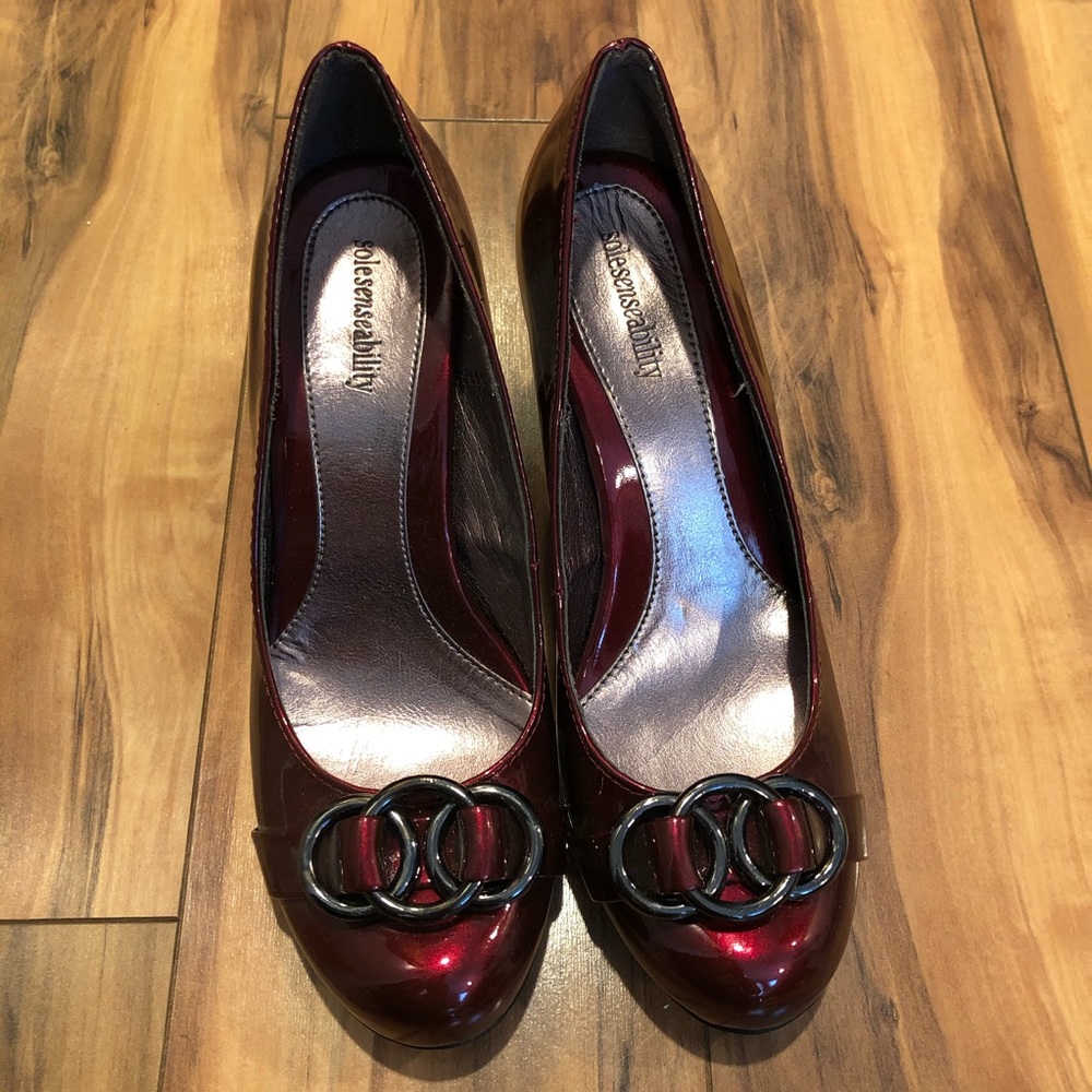 Burgundy shimmery heels